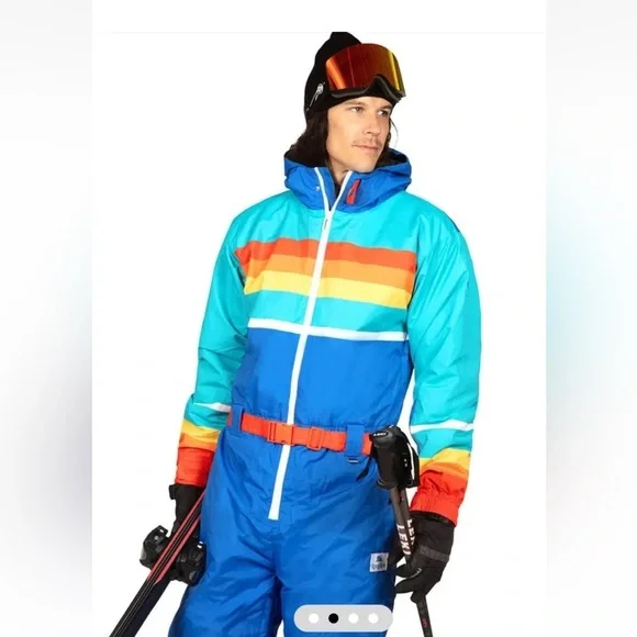 Tipsy Elves Ski Suit Mens Large Rise ‘n Ride Retro Snow Suit Brand Missing Belt - Picture 12 of 13